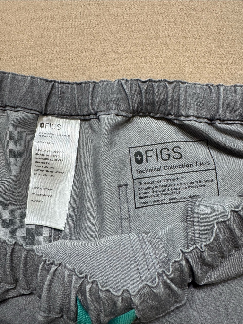 Figs Gray Scrub Technical Collection Drawstring Pants - Picture 4 of 6